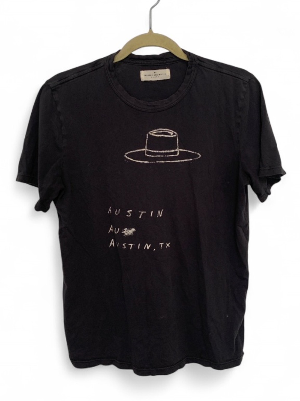 Imogene and Willie Austin Texas Hat Graphic Gray Short Sleeve Tee Shirt
